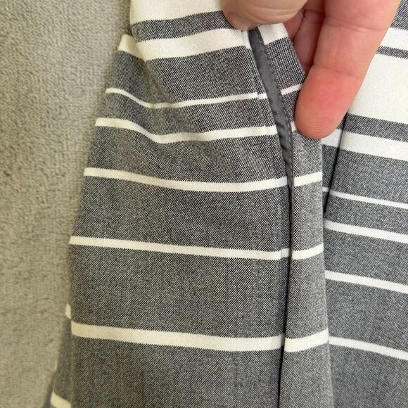 Calvin Klein Dress Womens 12 Gray White Stripe Fit & Flare Sleeveless Career - Picture 5 of 11